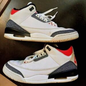 Nike White and Red High-Top Sneakers